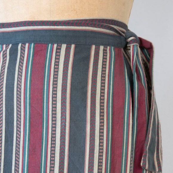 SW Vintage Wrap Summer Skirt Striped Maxi Small - Picture 4 of 4
